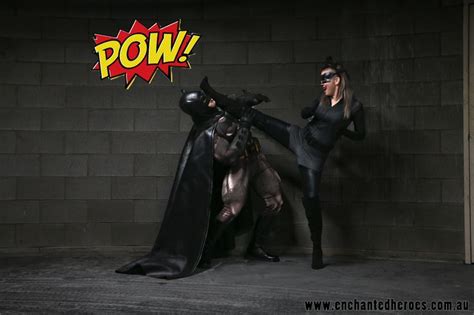 Action Shot Of Cat Woman Kicking Batman Check Out Enchantedheroes