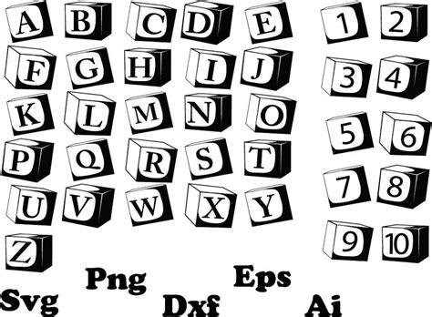 3d Building Blocks Svg Font Cubic Alphabet Svg Digital Art Etsy