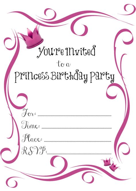Einladung 14 Geburtstag Kostenlos Geburtstag Einladung Princess