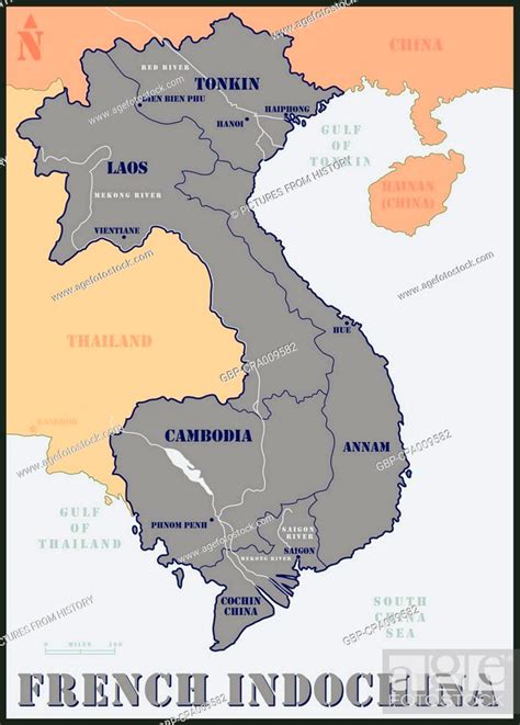 Indochina Map Of French Indochina Showing Tonkin Annam And