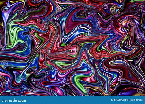 Multicolored Liquid Marbling Paint Swirls Background Stock Photo