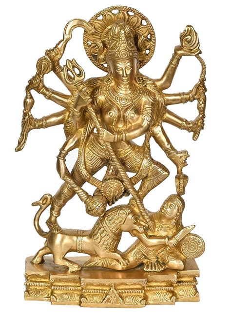 Idol Collections Mahishasura Mardini Goddess Durga Brass Statue