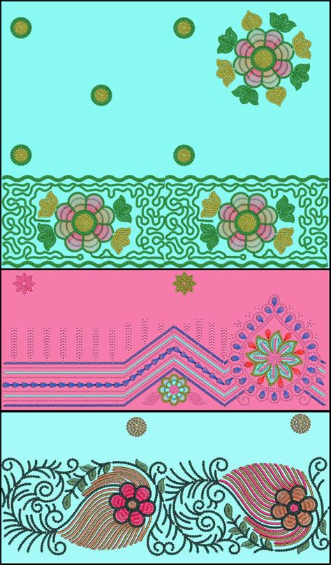 3 Mm Dupatta Double Sequin Multi Touch Embroidery Design Latest