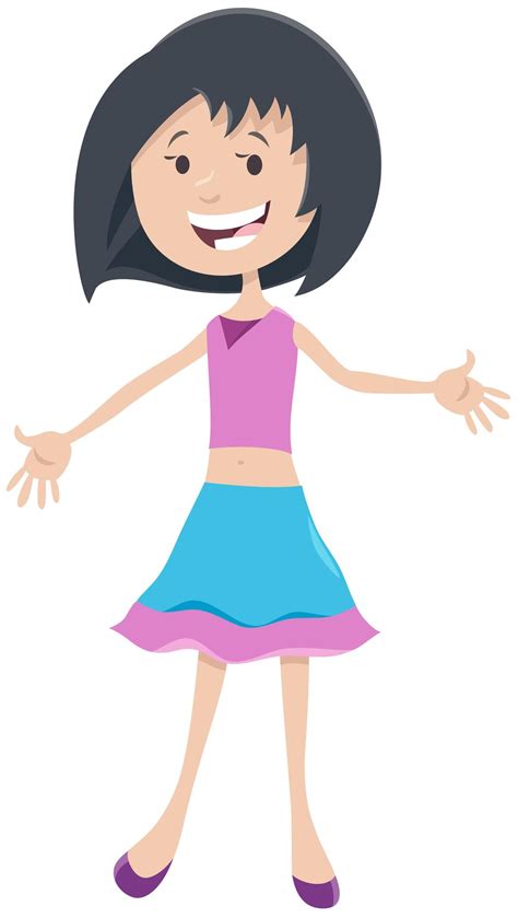 Happy Teen Girl Comic Character Cartoon 1736116 Vector Art At Vecteezy