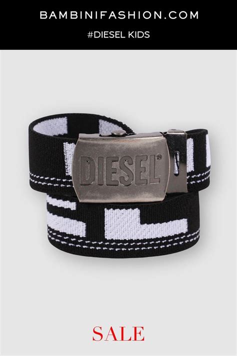 Diesel Canvas Logo Belt In Black And White Kids Belt Belt Black And