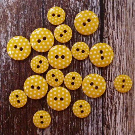 Domed Polka Dot Buttons Yellow Paper And String
