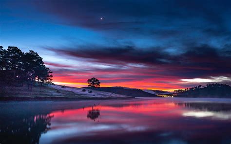 Sunset Clouds Reflection In Lake 8k Macbook Air Wallpaper Download