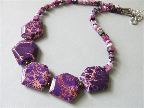 Large Purple Stone Necklace Gemstone Necklace By Tanahsjewelry