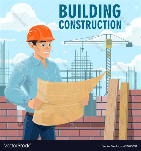 Building Construction Engineer Or Architect Vector Image