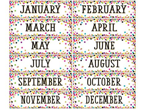 Confetti Months Of The Year Bulletin Board Set In 2020 Birthday Board