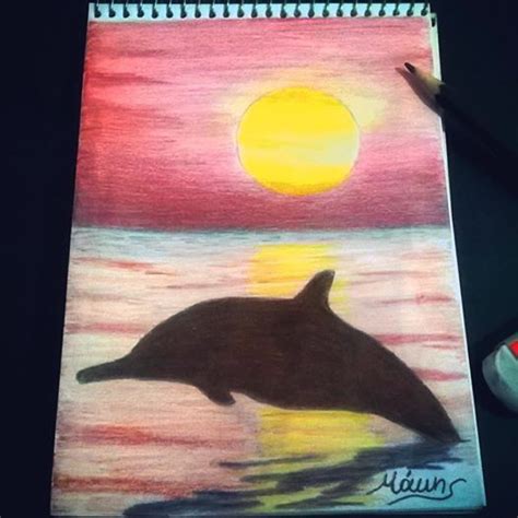 Daily Drawings By Makis Daily Drawings Dolphin On Sunset Dolphin
