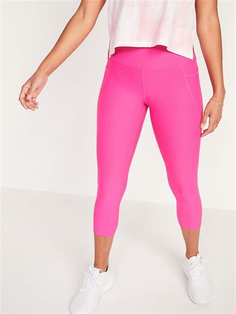 Old Navy High Waisted Powersoft Side Pocket Crop Leggings For Women
