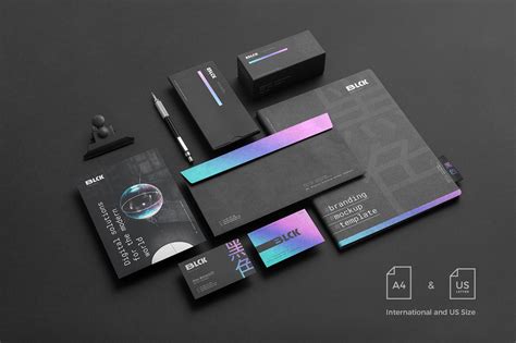 Download 黑色经典品牌样机VI品牌名片信封样机展示模板Blck Branding Mockup Kit-设计石代