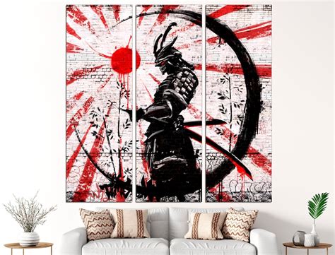 Samurai Wall Art Japanese Canvas Graffiti Art Canvas Samurai Etsy