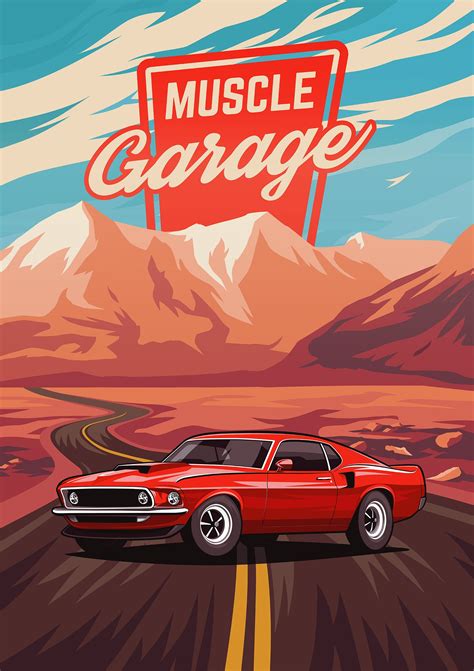 Ford Mustang Boss 429 Illustration Art Print By Dmaryashin In 2022