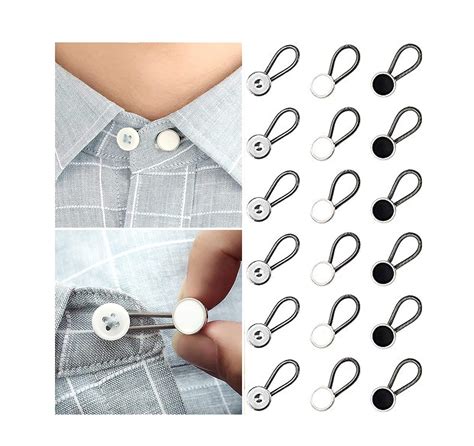 18pcs Metal Collar Buttons Extenders Elastic Button Extender Neck