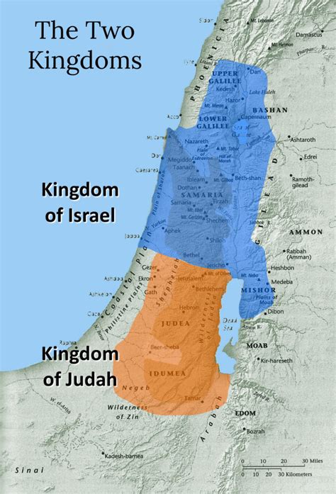 The map shows the region in the 9th century bce. History in the Bible Podcast | The Two Kingdoms of Israel and Judah