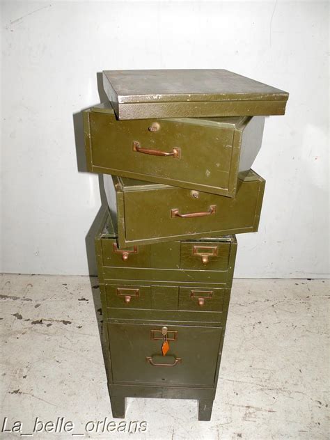 Filing cabinets don't have to be boring. INDUSTRIAL WWII STACKABLE METAL FILE CABINET. RARE!!! For ...