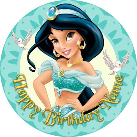 Edible Princess Jasmine Cake Topper Round Wafer Paper Disney Aladdin