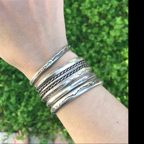 Two Silver Cuff Bracelets For Small Wrist Native American Jewelry