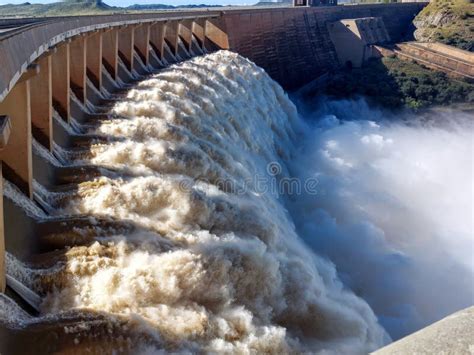 The Largest Dam In South Africa The Gariep Dam Overflowing Stock