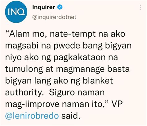 Pinoytapsilog On Twitter What Blanket Authority Is She Talking About