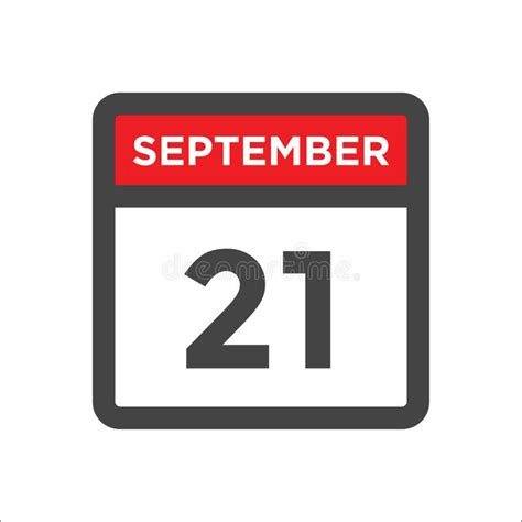 September 21 Calendar Icon With Day And Month Stock Vector