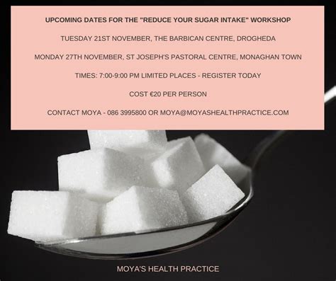 Reduce Your Sugar Intake Workshop Moya Health Practice The Barbican