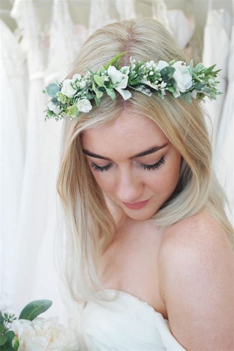 Woodland Crown Ivory Flower Wreath Ivory Halo Faerie Crown Etsy