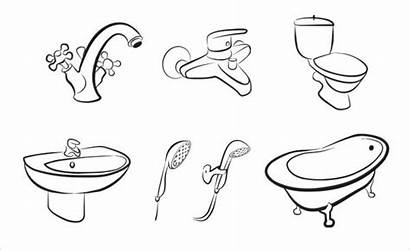 Bathroom Vector Shower Supplies Sketch Bathtub Clip
