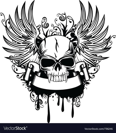 Vector Image Skull With Wings And Patterns Download A Free Preview Or