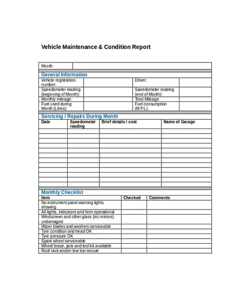 16 Vehicle Report Templates Pdf Docs Word