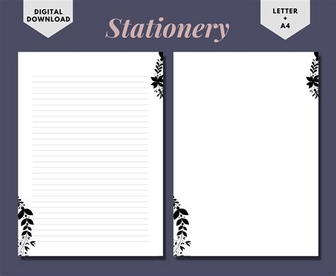 Simple Printable Stationerywriting Paperdigital Etsy