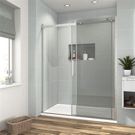 48 x 72 frameless sliding shower door screen 5 16 clear glass brushed nickel ebay