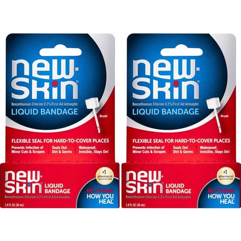 2 Pack New Skin First Aid Antiseptic Liquid Bandage 1 Fl Oz 30 Ml