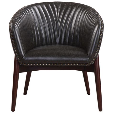 Modern Black Faux Leather Accent Chair With Nail Head Trim Scenario Home