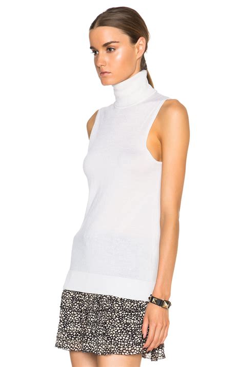 Lyst Equipment Bette Sleeveless Turtleneck Sweater In White