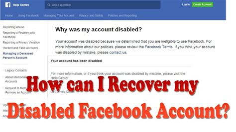 How Can I Recover My Disabled Facebook Account Facebook Account Disabled Youtube