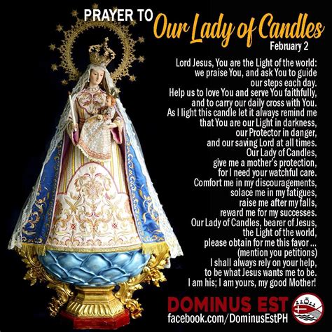 Prayer To Our Lady Of Candles Our Lady Of Candelaria Pray For Us