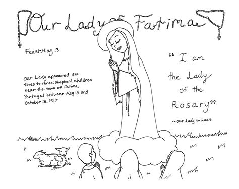 In the miracle, the sun was said to dance in the sky, change colors, and rotate like a wheel. Our Lady of Fatima Coloring Page #ourladyoffatina # ...
