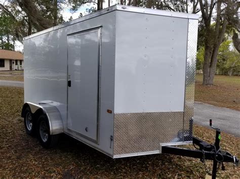 New 6x12 Barn Doors Tandem Axle Enclosed Cargo Trailer White