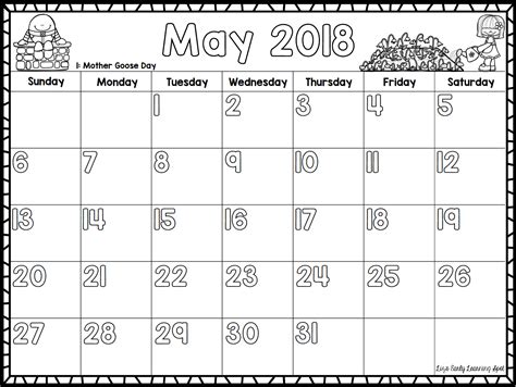 free 2018 monthly calendars for kids lizs early