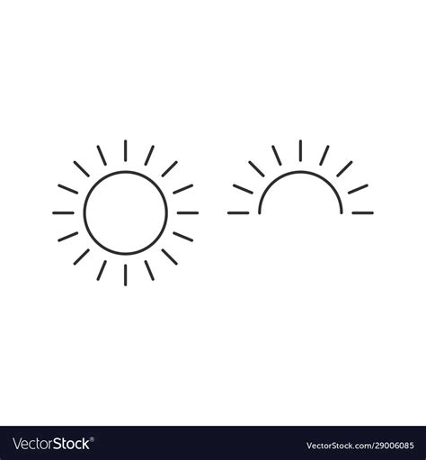 Sun And Half Sun For Sunrise Line Icon Outline Vector Image