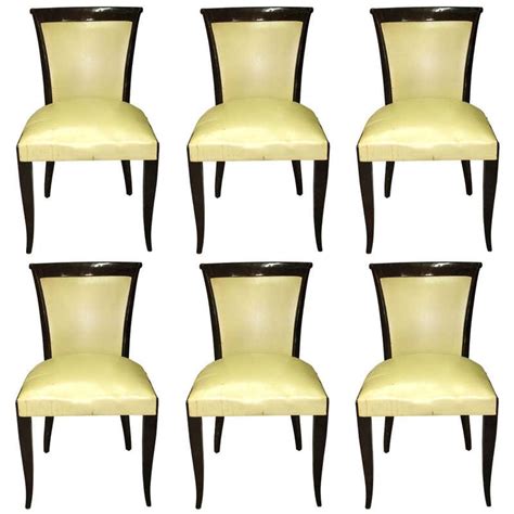 Set 6 French Art Deco Ebonized Mahogany Dining Chairs By Maurice Rinck