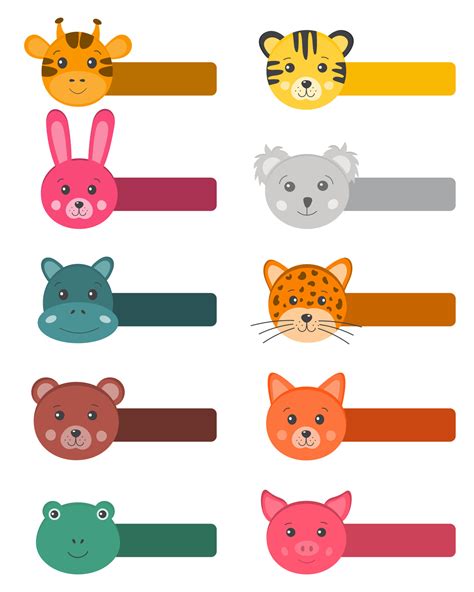 Cute Sticky Note Papers Printable Set With Funny Animals Faces In