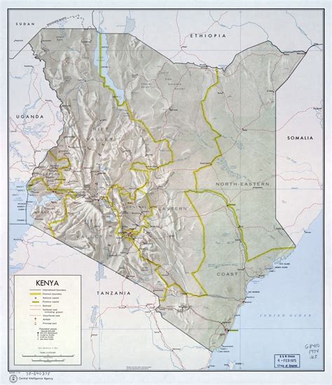 Large Scale Political And Administrative Map Of Kenya With Relief