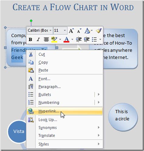 Create A Hyperlink In A Word 2007 Flow Chart And Hide Annoying Screentips