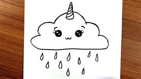 Simply Draw How To Draw A Cute Kawai Unicorn Cloud Youtube