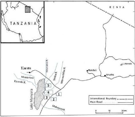 Map Showing The Study Villages Around Lake Manyara Insert Map Of