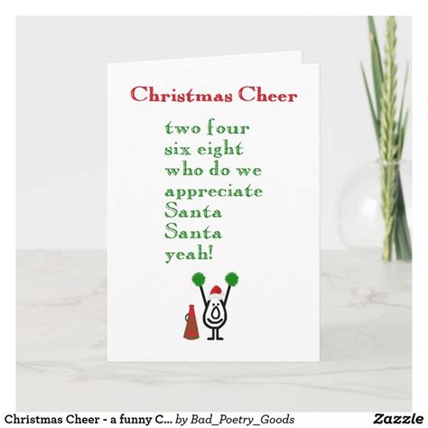 Christmas Cheer A Funny Christmas Poem Holiday Card Zazzle Funny